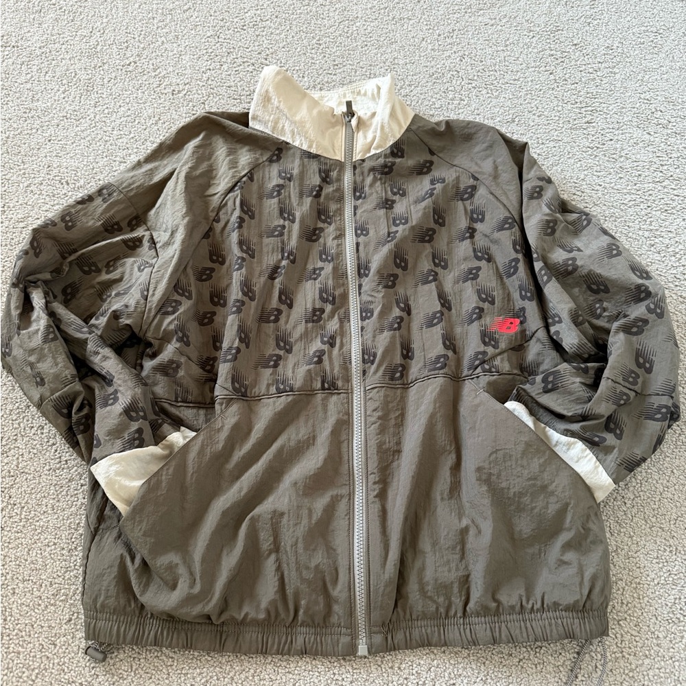 New Balance Olive and Cream Logo Jacket
